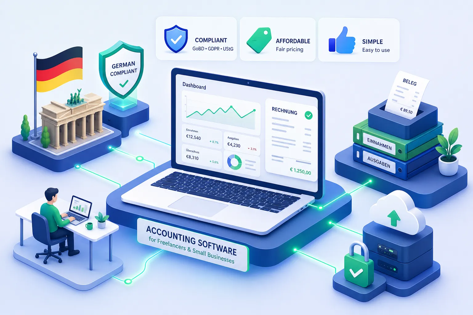 Le meilleur logiciel de comptabilité en Allemagne pour indépendants et petites entreprises : conformité, prix et simplicité