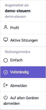 Das Benutzermenü