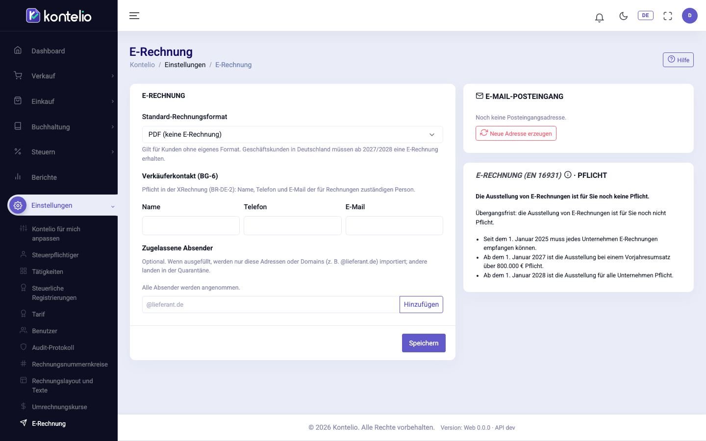 Die Einstellungen zur E-Rechnung