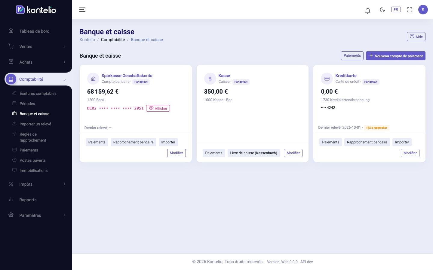 Les comptes de paiement sous forme de cartes avec solde et compte comptable
