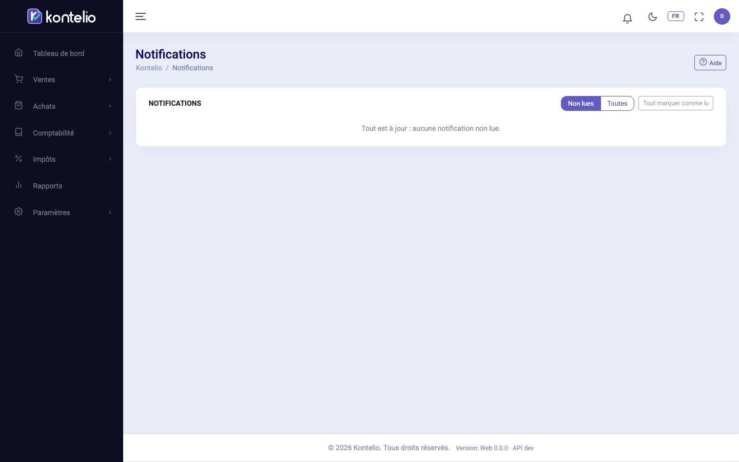 La page de toutes les notifications