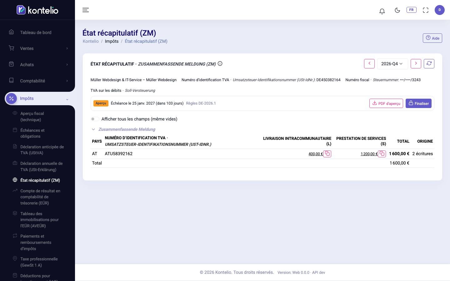 Une ZM trimestrielle avec une ligne par client