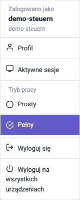 Menu użytkownika