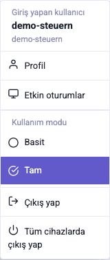 Kullanıcı menüsü